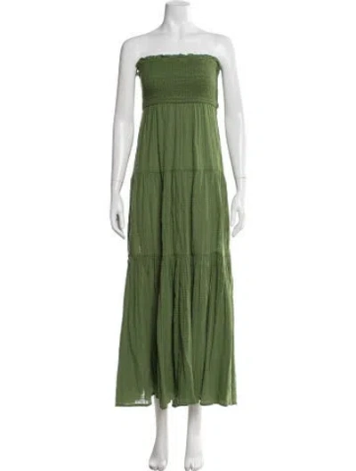 Pre-owned Veronica Beard Strapless Long Dress In Green