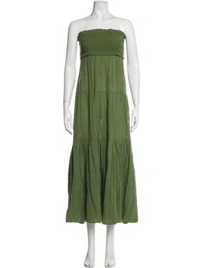 Pre-owned Veronica Beard Strapless Long Dress In Green