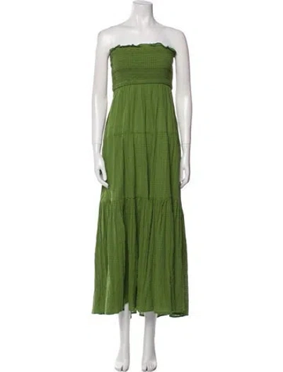 Pre-owned Veronica Beard Strapless Midi Length Dress In Green