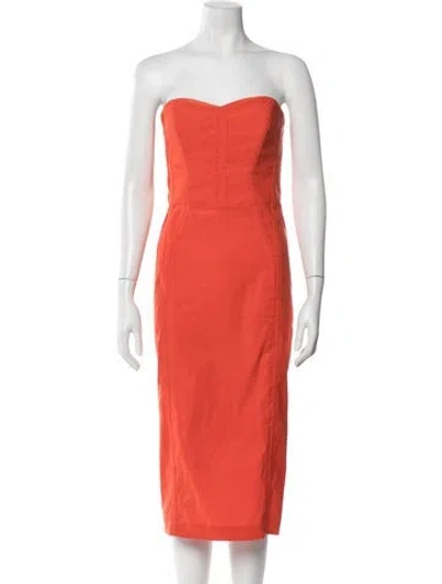 Pre-owned Veronica Beard Strapless Midi Length Dress W/ Tags In Orange
