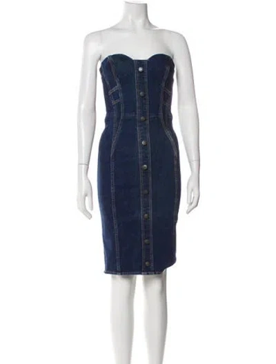 Pre-owned Veronica Beard Strapless Mini Dress In Blue