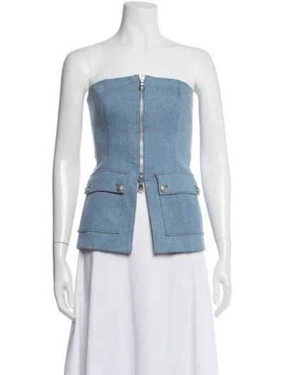 Pre-owned Veronica Beard Strapless Top In Blue