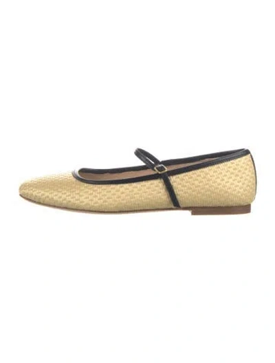 Pre-owned Veronica Beard Straw Colorblock Pattern Mary Jane Flats In Neutral