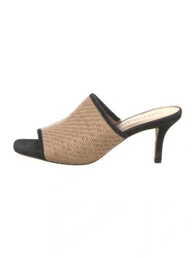 Pre-owned Veronica Beard Straw Slides In Neutral