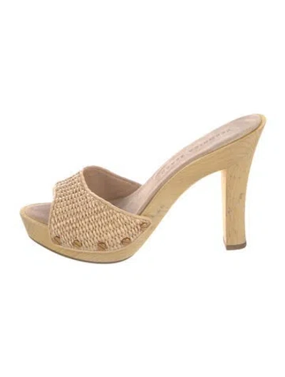 Pre-owned Veronica Beard Straw Slides In Neutrals
