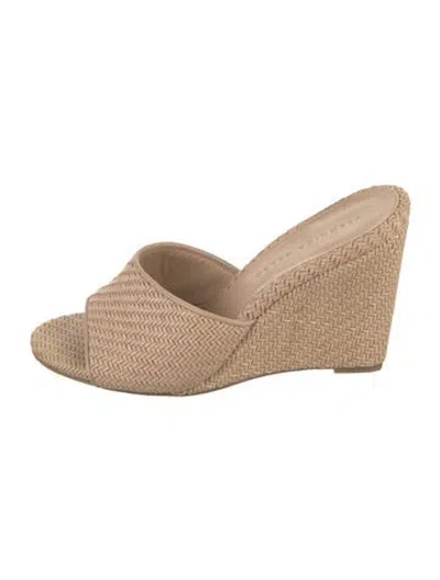 Pre-owned Veronica Beard Straw Tweed Pattern Sandals In Neutral