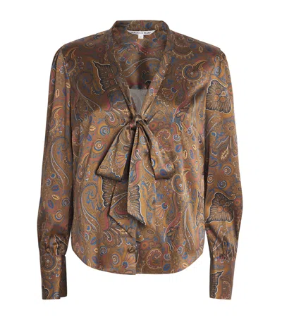 Veronica Beard Stretch-silk Paisley Francine Blouse In Brown