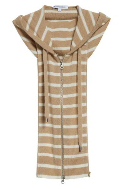 Veronica Beard Stripe Cashmere Hoodie Dickey In Sand Ivory