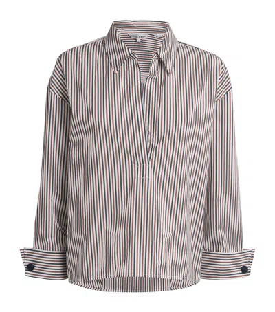 Veronica Beard Stripe Draymond Shirt In Blue