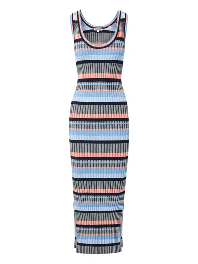 Veronica Beard Stripe Knit Midi Dress In Multi