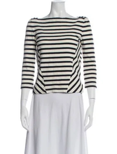 Pre-owned Veronica Beard Striped Bateau Neckline Sweatshirt In Multi
