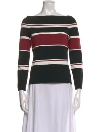 Pre-owned Veronica Beard Striped Bateau Neckline Top In Black