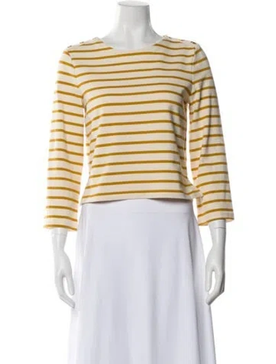 Pre-owned Veronica Beard Striped Bateau Neckline Top In Neutral