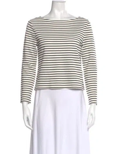 Pre-owned Veronica Beard Striped Bateau Neckline Top In Neutral