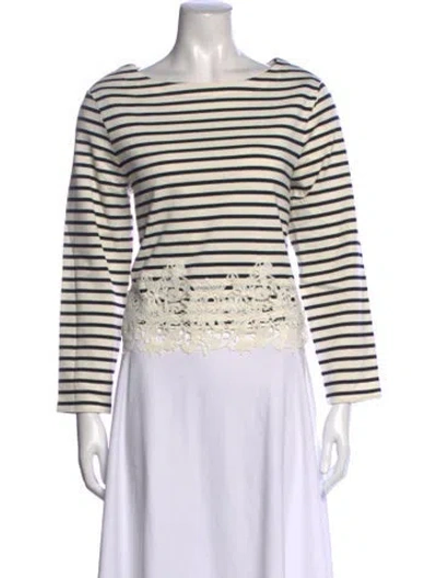 Pre-owned Veronica Beard Striped Bateau Neckline Top In Neutrals