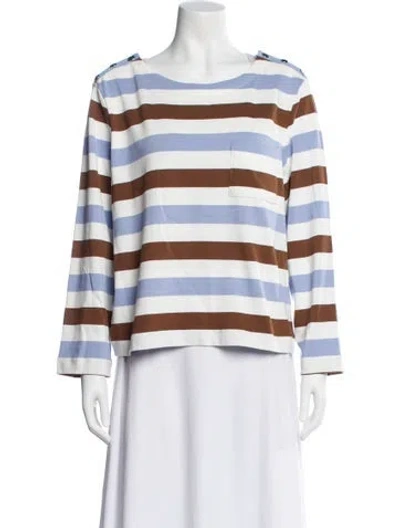 Pre-owned Veronica Beard Striped Bateau Neckline Top W/ Tags In Blue