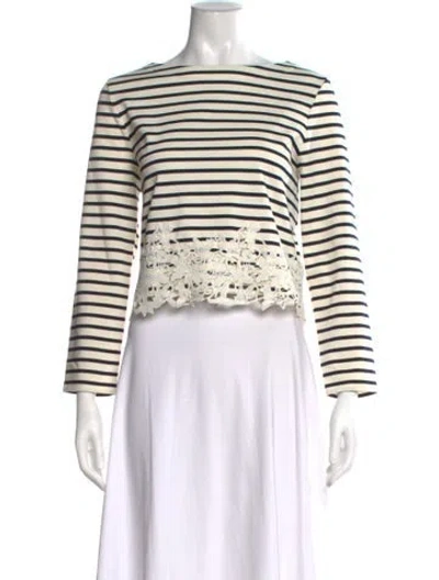Pre-owned Veronica Beard Striped Bateau Neckline Top W/ Tags In Neutral