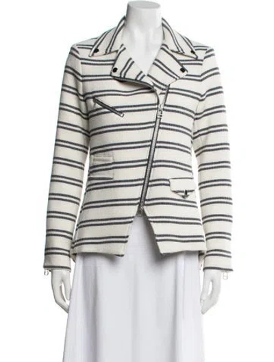 Pre-owned Veronica Beard Striped Biker Jacket
