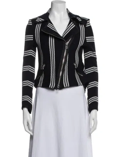 Pre-owned Veronica Beard Striped Biker Jacket In Blue