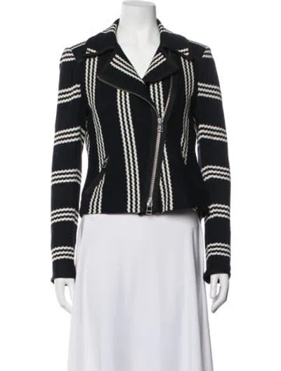 Pre-owned Veronica Beard Striped Biker Jacket In Blue
