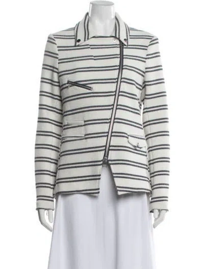 Pre-owned Veronica Beard Striped Biker Jacket In Blue/neutrals