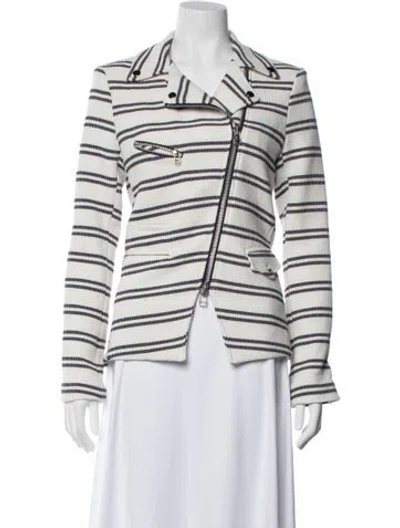 Pre-owned Veronica Beard Striped Biker Jacket In Blue/neutrals