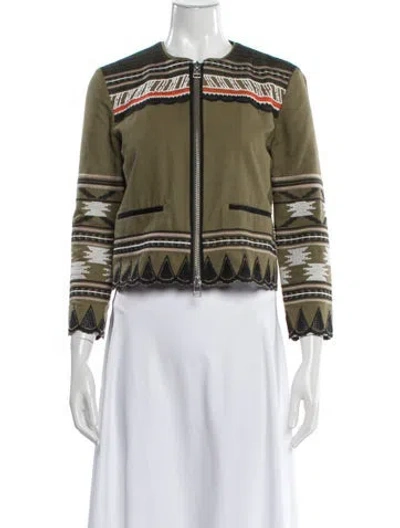 Pre-owned Veronica Beard Striped Biker Jacket In Brown