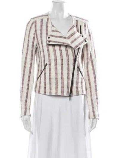 Pre-owned Veronica Beard Striped Biker Jacket In Neutrals