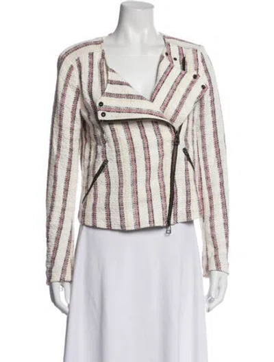 Pre-owned Veronica Beard Striped Biker Jacket In Neutrals