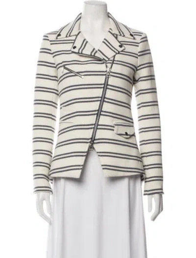 Pre-owned Veronica Beard Striped Biker Jacket In Neutrals
