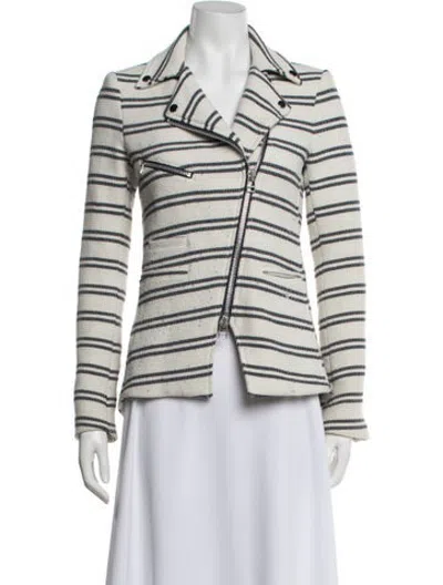 Pre-owned Veronica Beard Striped Biker Jacket In Neutrals