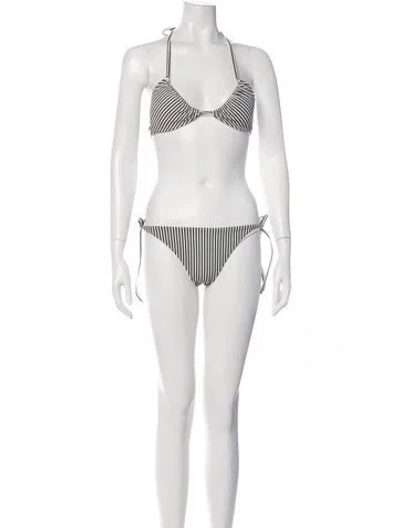 Pre-owned Veronica Beard Striped Bikini W/ Tags In White