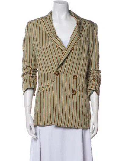 Pre-owned Veronica Beard Striped Blazer In Green