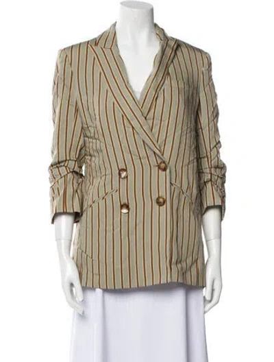 Pre-owned Veronica Beard Striped Blazer In Green