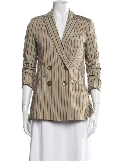 Pre-owned Veronica Beard Striped Blazer In Green