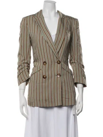 Pre-owned Veronica Beard Striped Blazer In Green