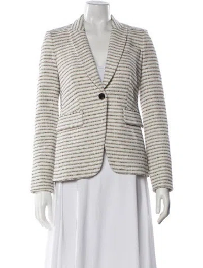 Pre-owned Veronica Beard Striped Blazer In White