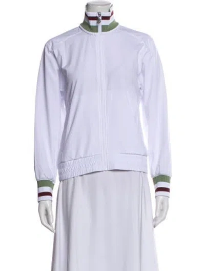 Pre-owned Veronica Beard Striped Bomber Jacket W/ Tags In White