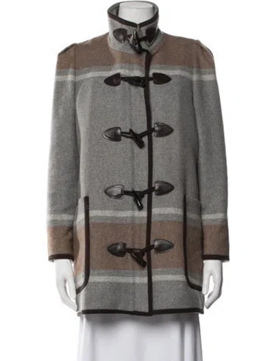 Pre-owned Veronica Beard Striped Coat In Grey