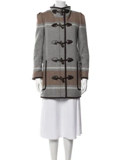 Pre-owned Veronica Beard Striped Coat In Grey/neutrals
