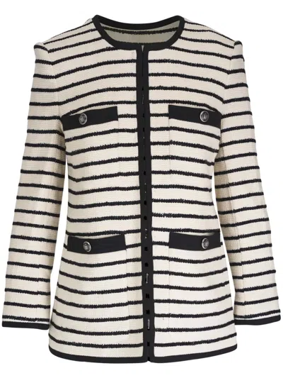 VERONICA BEARD STRIPED COLLARLESS BLAZER
