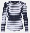 Veronica Beard Delano Striped Ribbed Stretch-cotton Top In Blue