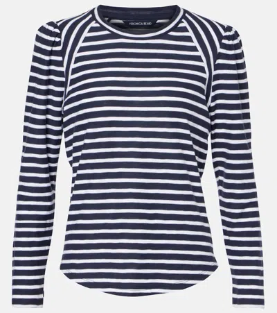 Veronica Beard Striped Cotton Jersey Top In Blue
