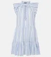 Veronica Beard Zee Layered Striped Ramie Mini Dress In Blue
