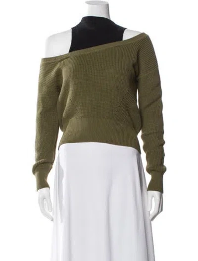 Pre-owned Veronica Beard Striped Cowl Neck Sweater In Green