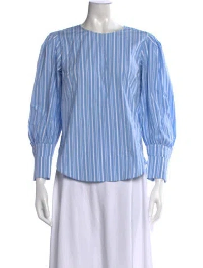 Pre-owned Veronica Beard Striped Crew Neck Blouse In Blue