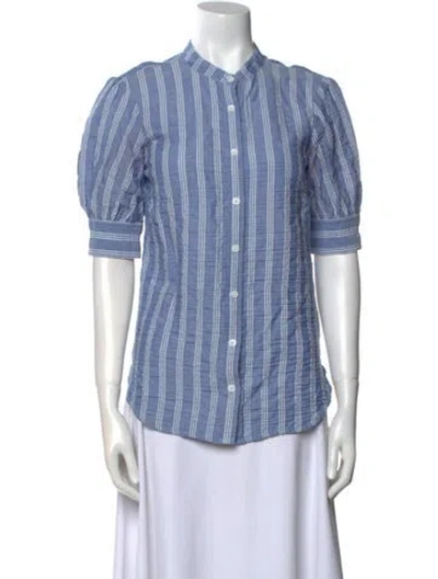 Pre-owned Veronica Beard Striped Crew Neck Button-up Top In Multi