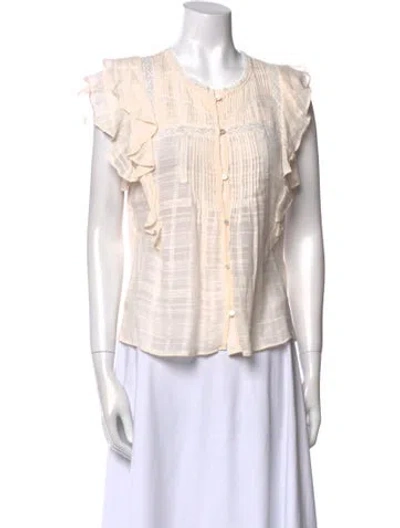 Pre-owned Veronica Beard Striped Crew Neck Button-up Top In Pink