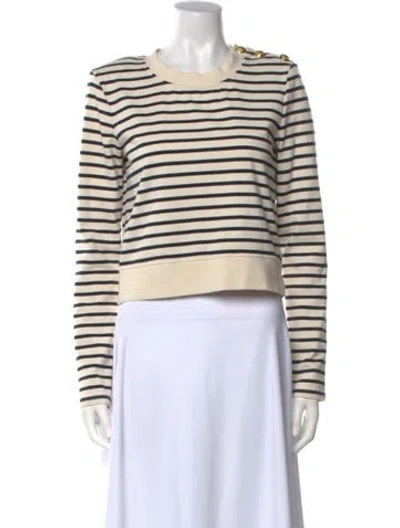 Pre-owned Veronica Beard Striped Crew Neck Crop Top