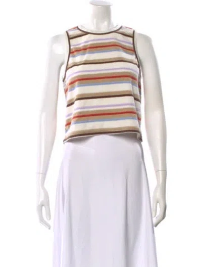 Pre-owned Veronica Beard Striped Crew Neck Crop Top In Multi